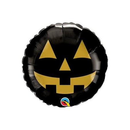 BALLON METALLIQUE ROND CITROUILLE NOIR 46 CM 
