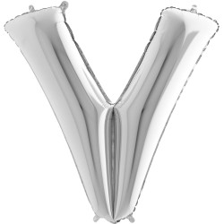 BALLON METALLIQUE LETTRE V ARGENT 101 CM 
