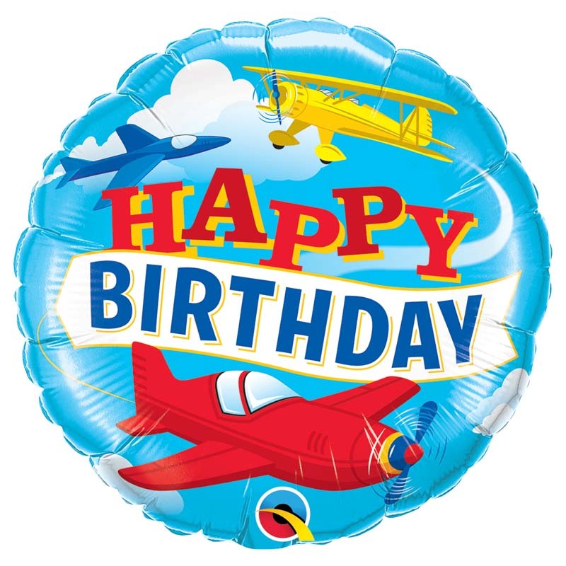 BALLON METALLIQUE ROND HAPPY BIRTHDAY AVION 46 CM BALLON METALLIQUE ROND HAPPY BIRTHDAY AVION 46 CM