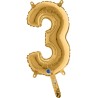 BALLON METALLIQUE CHIFFRE 3 OR 36 CM