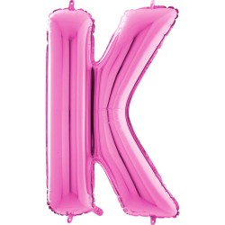 BALLON METALLIQUE LETTRE K FUSCHIA 35 CM