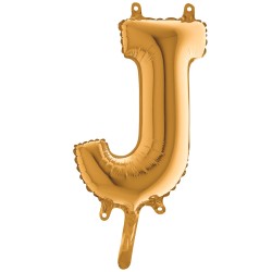 BALLON METALLIQUE LETTRE J OR 35 CM