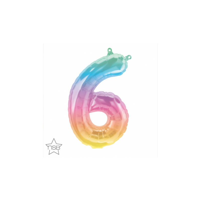 BALLON METALIQUE CHIFFRE 6 MULTI 41 CM 