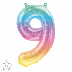 BALLON METALLIQUE CHIFFRE 9 MULTI 41 CM 
