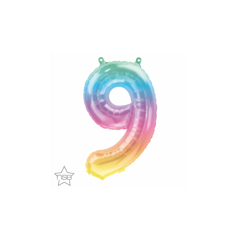 BALLON METALLIQUE CHIFFRE 9 MULTI 41 CM BALLON METALLIQUE CHIFFRE 9 MULTI 41 CM