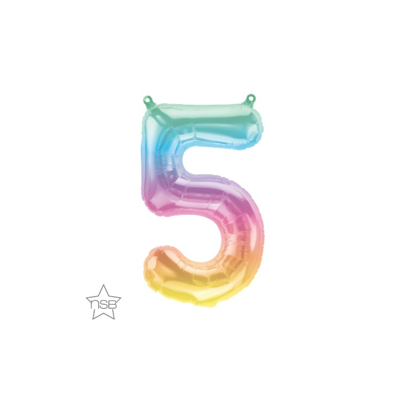 BALLON METALIQUE CHIFFRE 5 MULTI 41 CM 