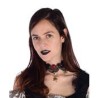COLLIER RAS LE COU ROSE ROUGE ET PENDENTIF ARAIGNEE /DANSEUSE