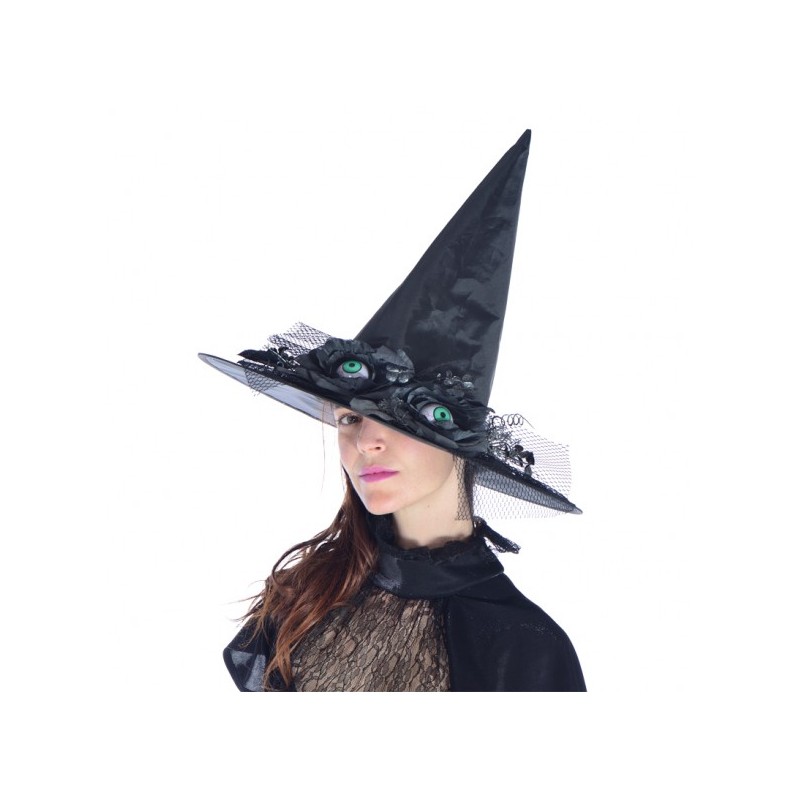 CHAPEAU DE SORCIERE ROSE NOIRE AVEC OEIL CHAPEAU DE SORCIERE ROSE NOIRE AVEC OEIL