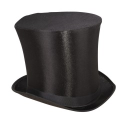 CHAPEAU HAUT DE FORME NOIR SATINE 20 CM