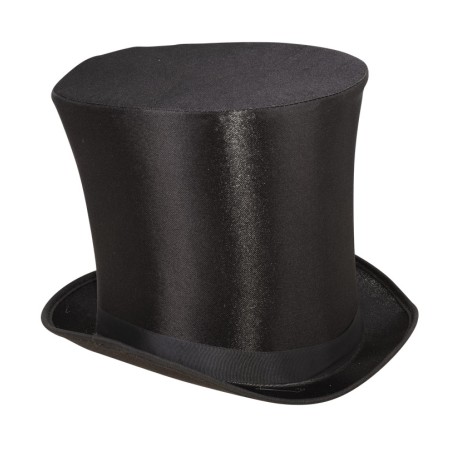 CHAPEAU HAUT DE FORME NOIR SATINE 20 CM