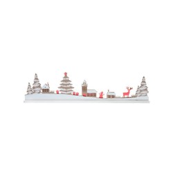 CENTRE DE TABLE VILLAGE DE NOEL ROUGE 45 x 3 x 10.5 CM