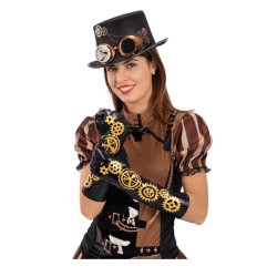 GANTS NOIRS STEAMPUNK ENGRENAGES 56 CM 