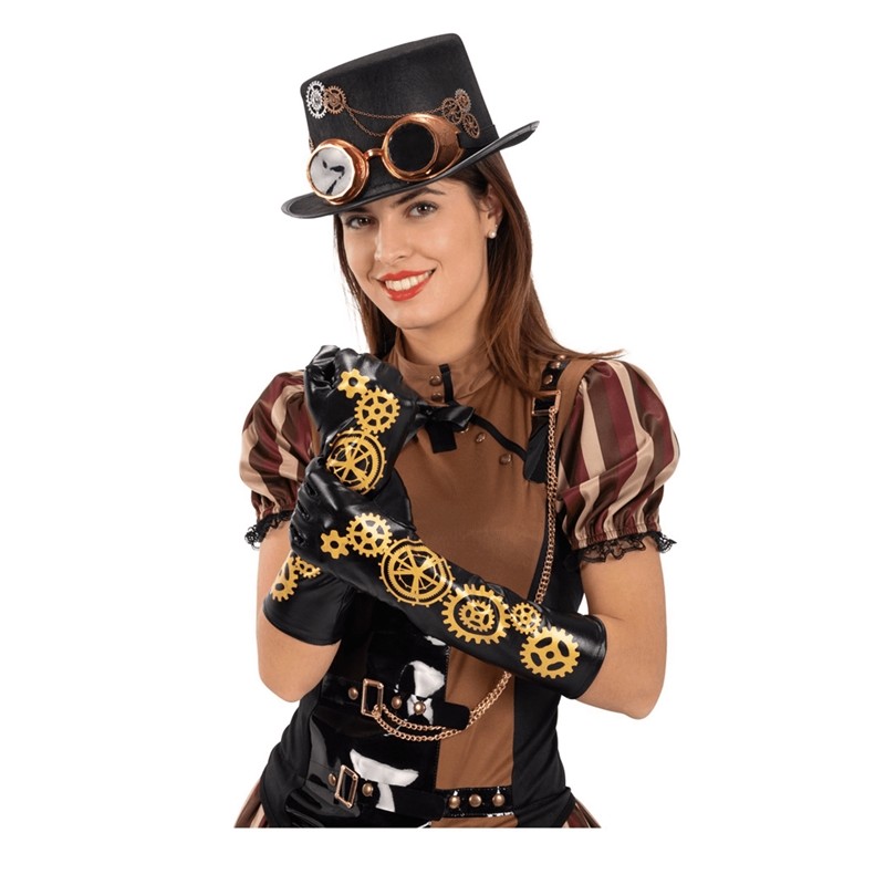GANTS NOIRS STEAMPUNK ENGRENAGES 56 CM GANTS NOIRS STEAMPUNK ENGRENAGES 56 CM