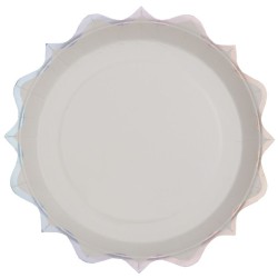 10 ASSIETTES FESTONNEES METAL ARGENT