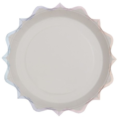 10 ASSIETTES FESTONNEES METAL ARGENT