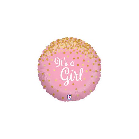 BALLON METALLIQUE ROND IT'S A GIRL SCINTILLANT HOLOGRAMME 18"