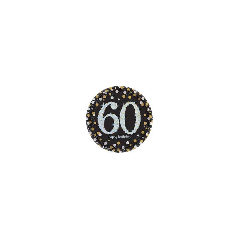 8 ASSIETTES EN CARTON 60 ANS ARGENT OR ET NOIR 23 CM 8 ASSIETTES EN CARTON 60 ANS ARGENT OR ET NOIR 23 CM