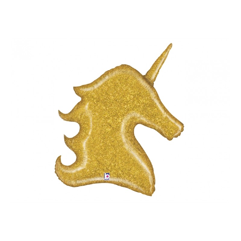 BALLON METALLIQUE LICORNE OR HOLOGRAMME 97 CM BALLON METALLIQUE LICORNE OR HOLOGRAMME 97 CM