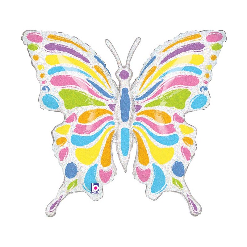 BALLON METALLIQUE PAPILLON PASTEL HOLOGRAMME 61 CM BALLON METALLIQUE PAPILLON PASTEL HOLOGRAMME 61 CM