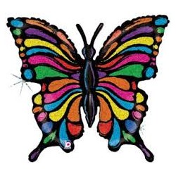 BALLON METALLIQUE PAPILLON MULTICOULEUR  84 CM 