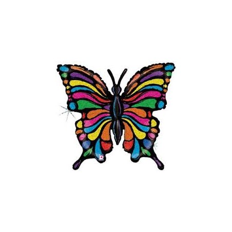 BALLON METALLIQUE PAPILLON MULTICOULEUR  84 CM 
