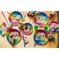 10 GOBELETS CARTON HAPPY BIRTHDAY MULTICOLORES 210 ML