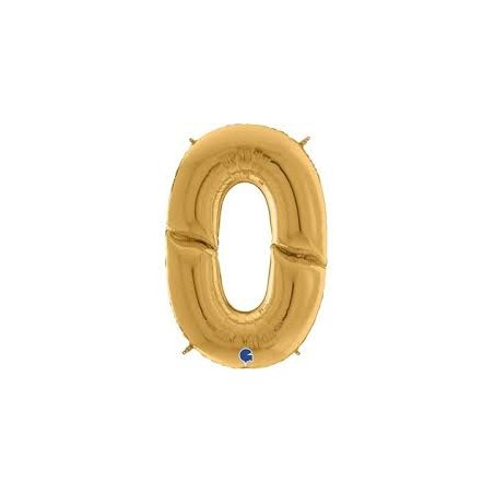 BALLON METALLIQUE CHIFFRE 0 OR 163 CM 