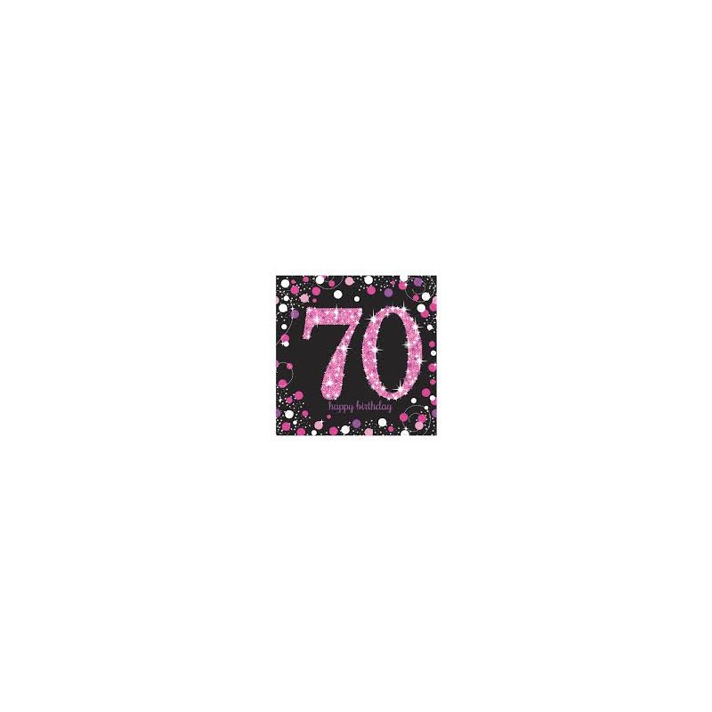 SERVIETTES 70 ANS ROSE ARGENT NOIR 33 X 33 CM SERVIETTES 70 ANS ROSE ARGENT NOIR 33 X 33 CM