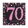 SERVIETTES 70 ANS ROSE ARGENT NOIR 33 X 33 CM 