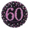 8 ASSIETTES 60 ANS ROSE ARGENT NOIR 23 CM