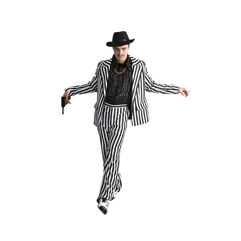 DEGUISEMENT ALL CAPONE GROSSES RAYURES NOIR ET BLANC TAILLE 56-58 DEGUISEMENT ALL CAPONE GROSSES RAYURES NOIR ET BLANC TAILLE 56-58