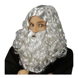 PERRUQUE MERLIN  BRILLANTE GRISE BARBE ET PERRUQUE 