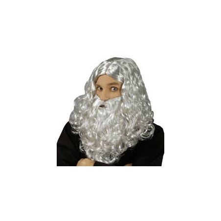 PERRUQUE MERLIN  BRILLANTE GRISE BARBE ET PERRUQUE 