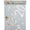 CHEMIN DE TABLE 20 ANS BLANC ET OR 30 CM X 5 M 