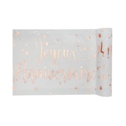 CHEMIN DE TABLE JOYEUX ANNIVERSAIRE ROSE GOLD 30 CM X 3METRES 