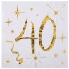 SERVIETTES AGES METALLISE BLANC 40 ANS 25 x 25 CM