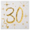 SERVIETTES AGES METALLISE BLANC 30 ANS 25 X 25 CM