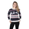 PULL DE NOEL ADULTE  BLEU TAILLE UNIQUE