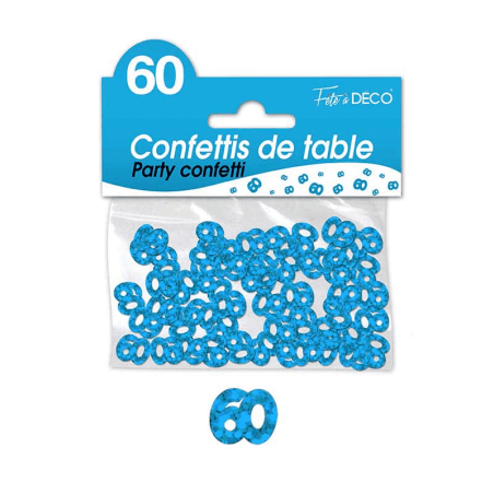 CONFETTIS DE TABLE 60 ANS BLEU 