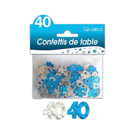 CONFETTIS DE TABLE 40 ANS BLEU 