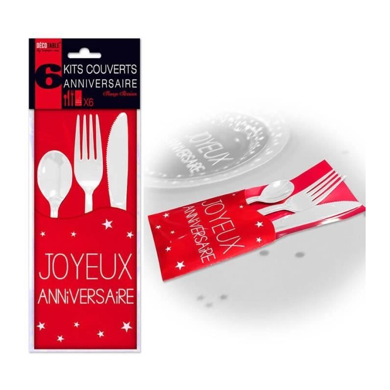 KIT COUVERTS ANNIVERSAIRE ROUGE KIT COUVERTS ANNIVERSAIRE ROUGE