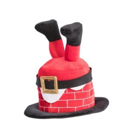 CHAPEAU DE NOEL CHEMINEE AVEC JAMBE DU PERE-NOEL 