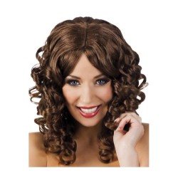 PERRUQUE LONGUE AVEC CHEVEUX BOUCLE BRUN 