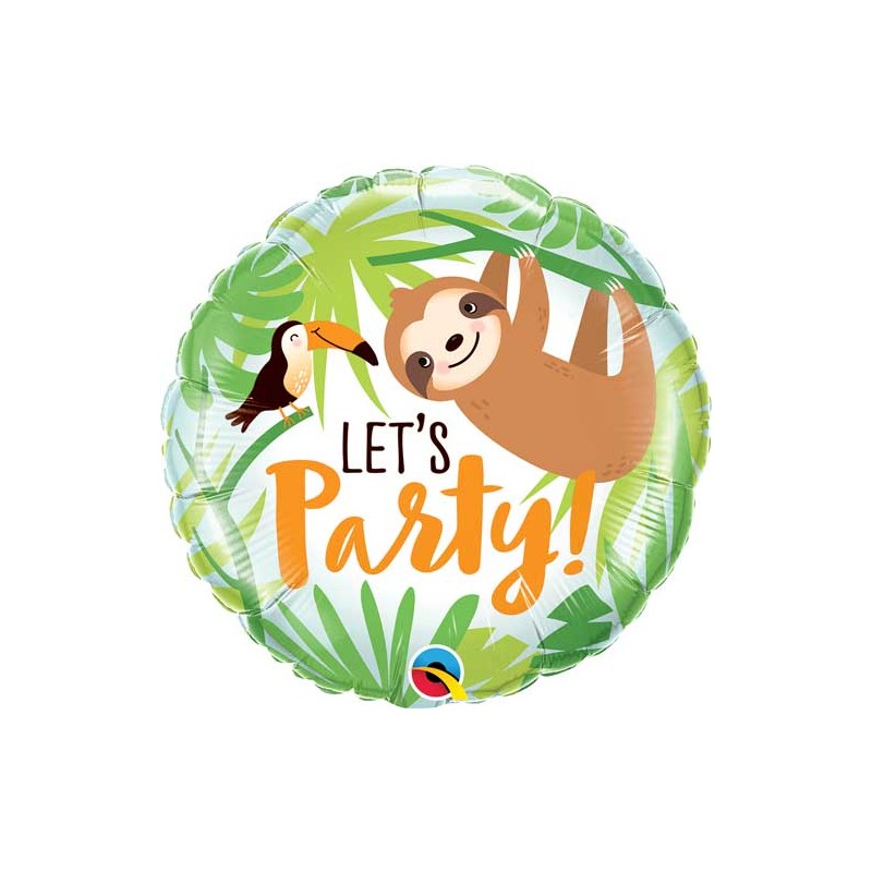 BALLON METALLIQUE ROND LET'S PARTY ! PARESSEU ET TOUCAN 46 CM BALLON METALLIQUE ROND LET'S PARTY ! PARESSEU ET TOUCAN 46 CM