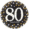 8 ASSIETTES NOIRES 80 ANS BRILLANT 23 CM