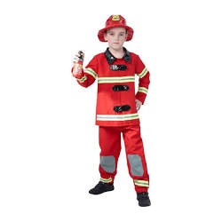 DEGUISEMENT POMPIER ROUGE TAILLE S  4-6 ANS 