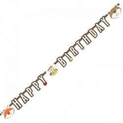 GUIRLANDE HAPPY BIRTHDAY PAPIER ANIMAUX DE LA FORET 1.8 METRES