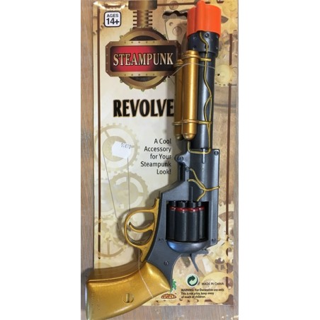 REVOLVER STEAMPUNK NOIR OR 30 CM
