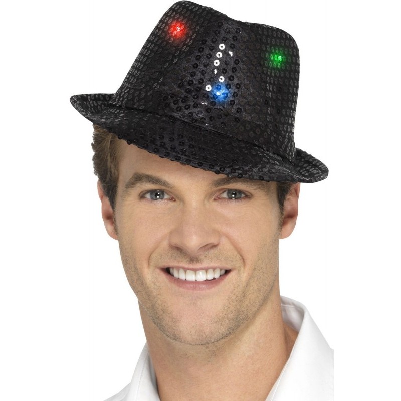 CHAPEAU 6 LEDS SEQUIN NOIR CHAPEAU 6 LEDS SEQUIN NOIR