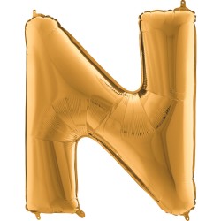 BALLON METALLIQUE LETTRE N OR 100 CM 